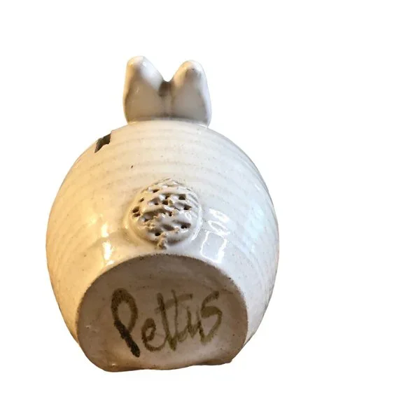 Vtg SIGNED John Pettus Art Pottery Stoneware Bunny Rabbit COIN BANK Folk Art - Picture 6 of 9